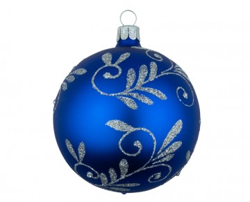 Vánoční koule modrá tmavá, spirálka lístek