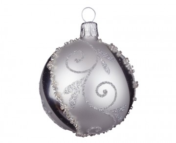 Vánoční koule perleťová, spirálka lístek