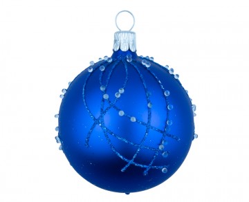 Vánoční koule modrá tmavá, perličky