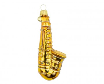 Vánoční ozdoba saxofon, zlatá tmavá