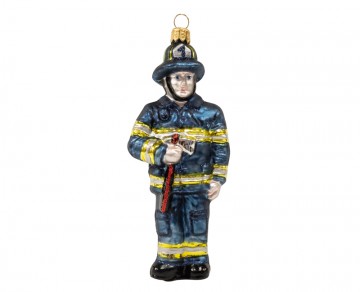 Skleněná figurka hasič, modrá tmavá
