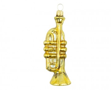 Vánoční ozdoba trumpeta, zlatá tmavá