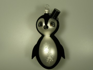 Skleněné zvířátko tučňák, černé