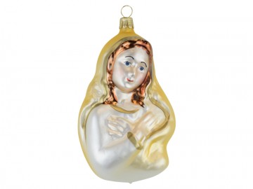 Skleněná figurka madona, zlatá tm