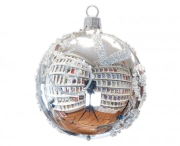 Vánoční koule stříbrná, spirálka perlička