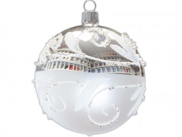 Vánoční koule stříbrná, spirálka perlička