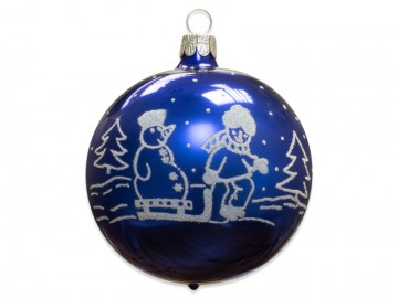 Vánoční koule modrá, dětský motiv