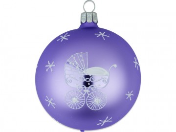 Vánoční koule světle fialová, dětský motiv