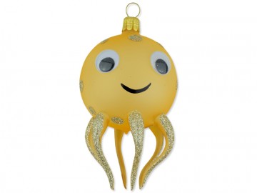 Skleněné zvířátko chobotnice, tmavě zlatá