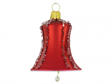 Vánoční zvonek červený, perličky