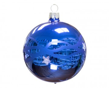 Vánoční koule modrá, vlny