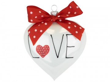 Vánoční srdce bílá porcelánová, love