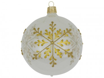 Vánoční koule bílá porcelánová, vločky