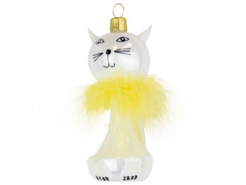 Vánoční ozdoba zvířátko bílá porcelánová, kočka