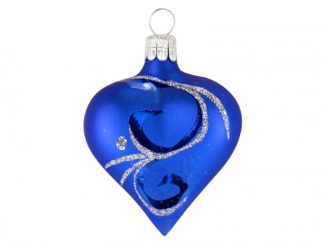 Vánoční srdce modrá tmavá, ornament
