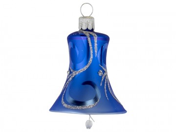 Vánoční zvonek modrá tmavá, ornament