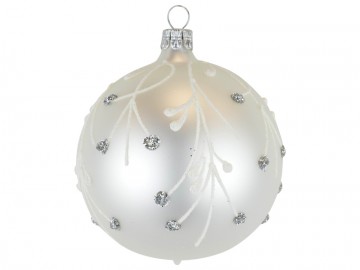 Vánoční koule perleťová, větvička