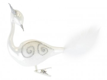 Skleněná labuť bílá, porcelánová
