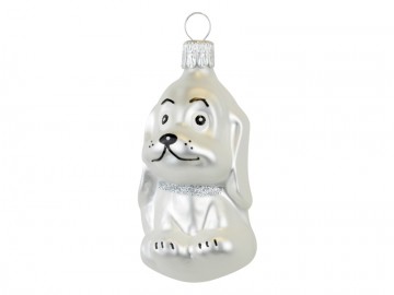 Skleněná figurka perleťová, pejsek