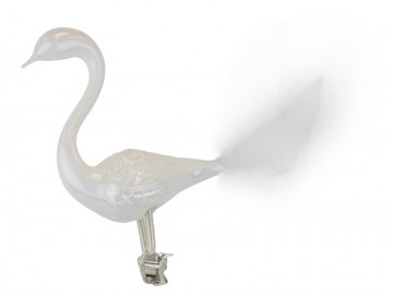 Skleněný ptáček bílá porcelánová, labuť