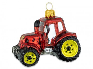 Skleněné auto traktor, červený