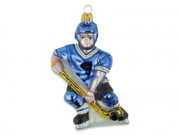 Skleněná figurka hokejista, modrá